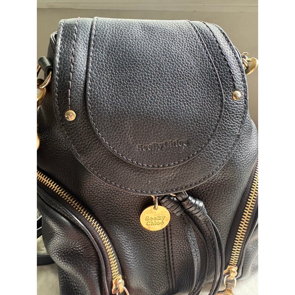 See By Chloe Olga Black Leather Mini Backpack W/ Dustbag Goth Emo - Picture 7 of 12